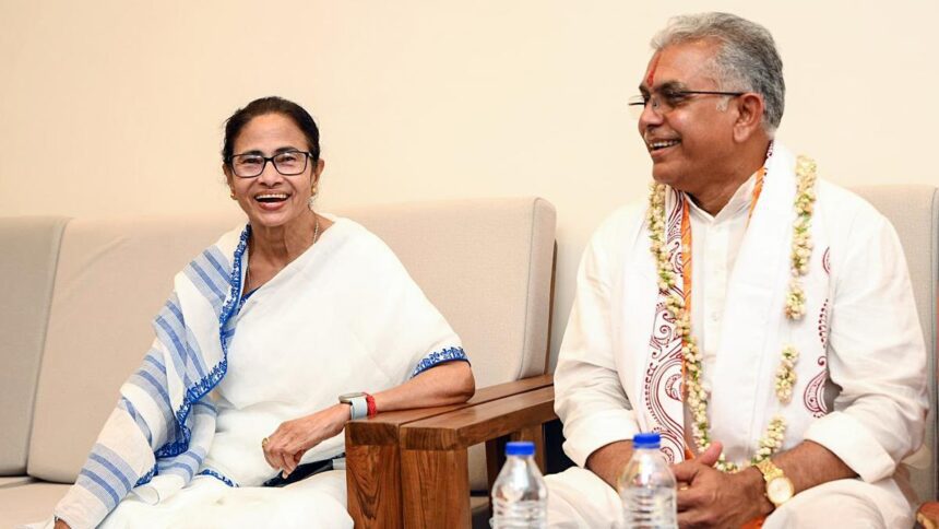 দিল্লিতে শিবপ্রকাশের সঙ্গে সাক্ষাৎ শেষে সাংবাদিকদের মুখোমুখি দিলীপ ঘোষ, মুখে মমতা বন্দ্যোপাধ্যায়ের প্রশংসা